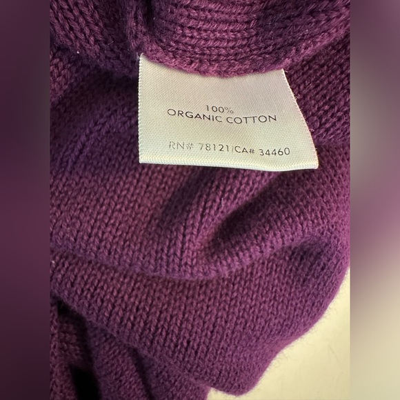 EILEEN FISHER Purple Cardigan Sweater Hooded Pockets Plum Organic Cotton Knit - Picture 12 of 14